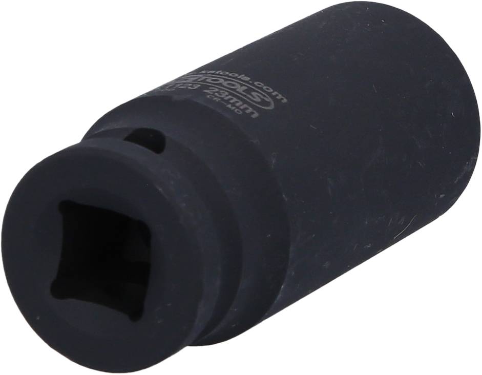 A black pin nut, cylindrical in shape, with a square opening, against a white background.