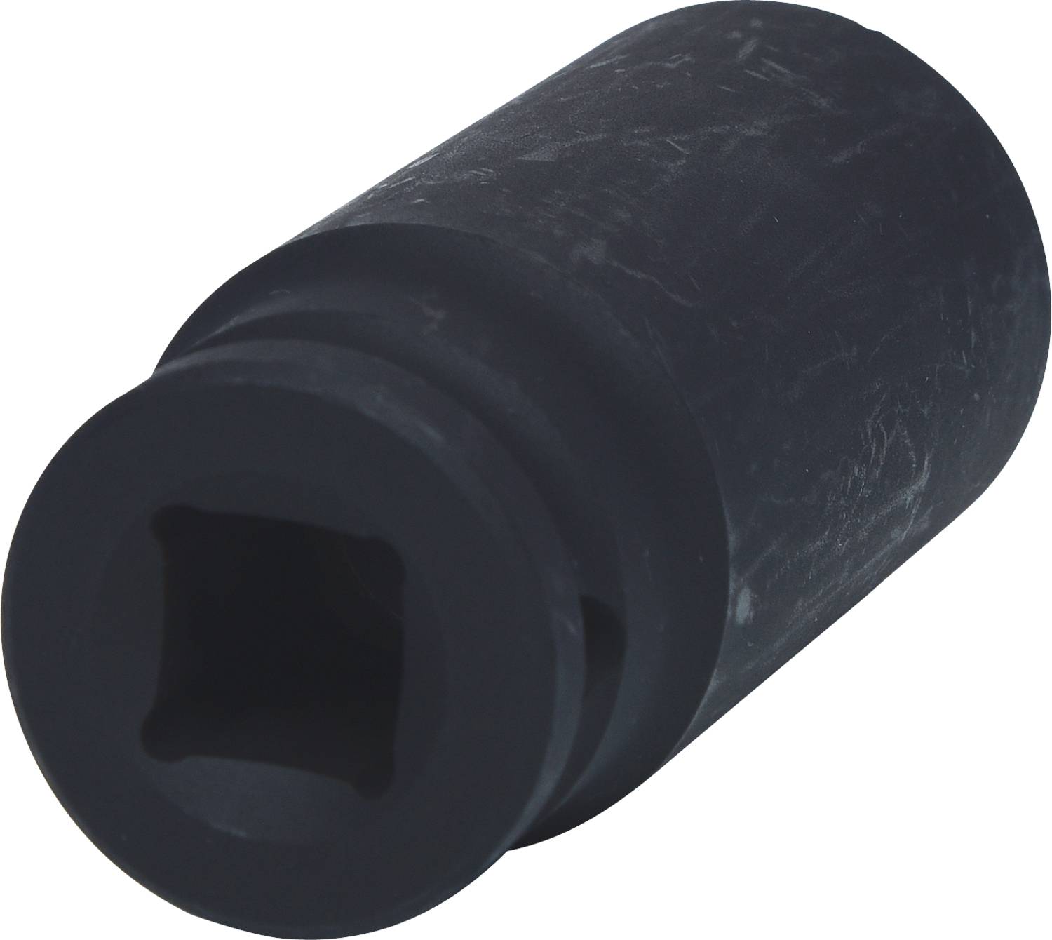 A black socket adapter with a square opening, slightly angled, against a white background.