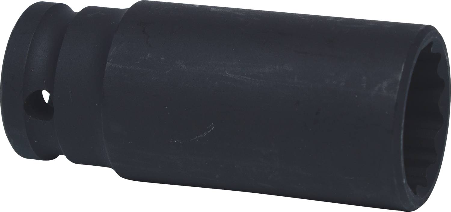 A black socket wrench with a hexagonal end, suitable for tightening or loosening nuts or bolts.
