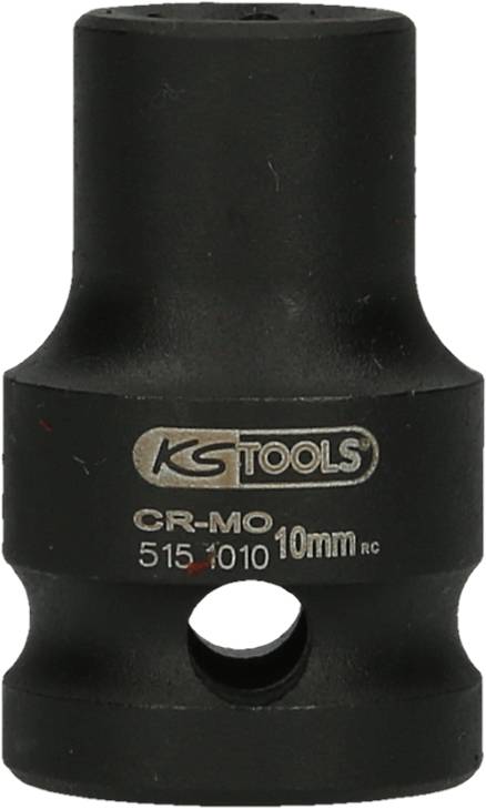 Black impact socket by KG TOOLS, CR-MO material, 10 mm size, with side opening, suitable for mechanical work.