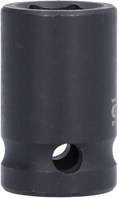 A black socket key with a round opening on the side, suitable for tools or mechanical applications.