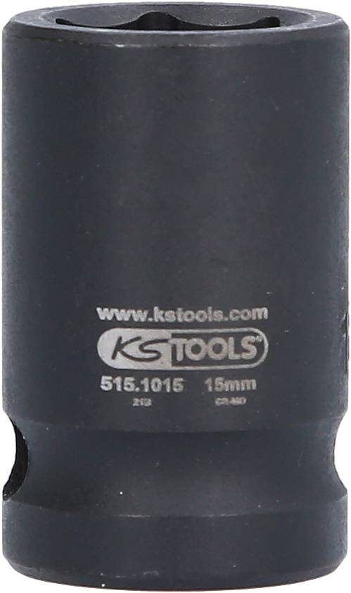 'KS Tools Socket Spanner 15 mm'. A black socket attachment with the inscription 'www.kstools.com' and model number 515.1015.
