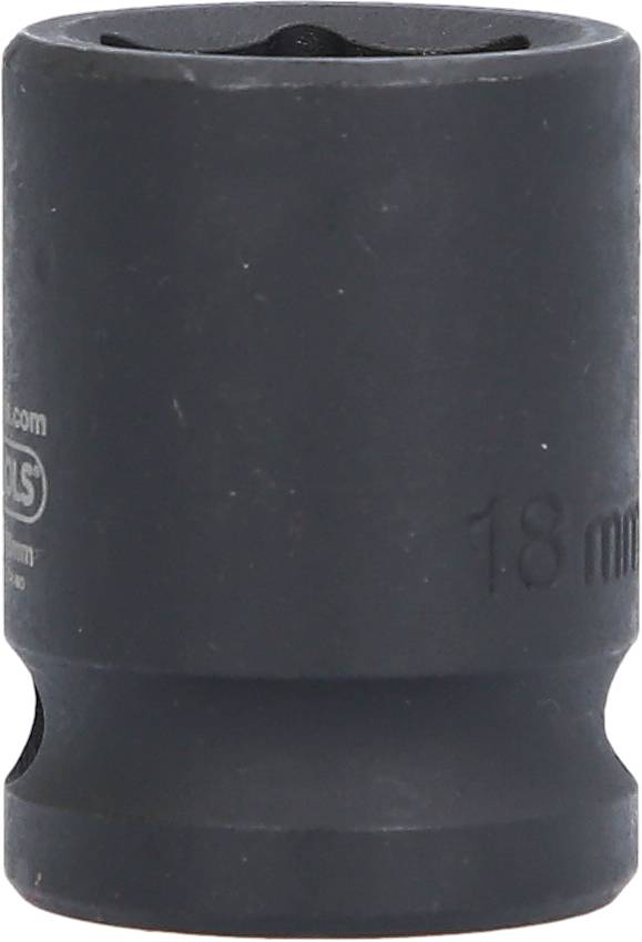 A black socket with the marking '18 mm', used for tightening or loosening screws with a corresponding diameter.