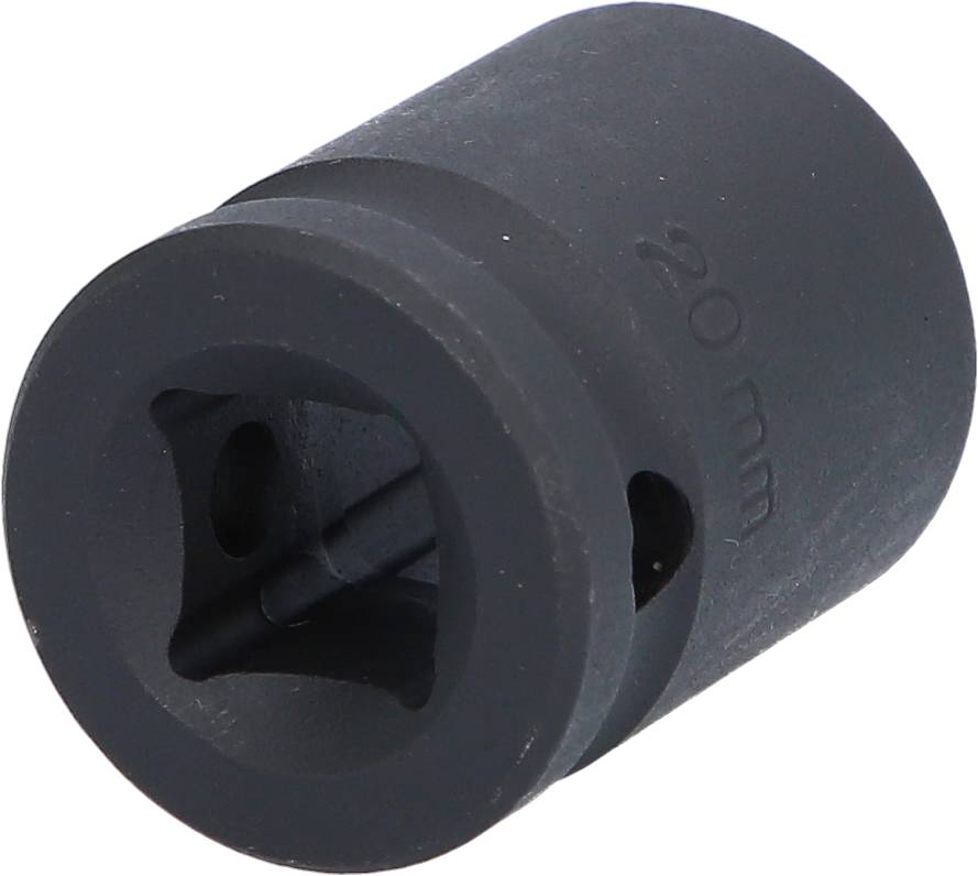 Cylindrical, black plastic sleeve with "20 mm" embossing on the side.