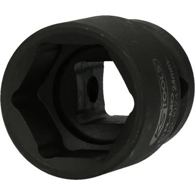 A black socket nut with a hexagonal internal profile and a square drive. Suitable for screw connections.