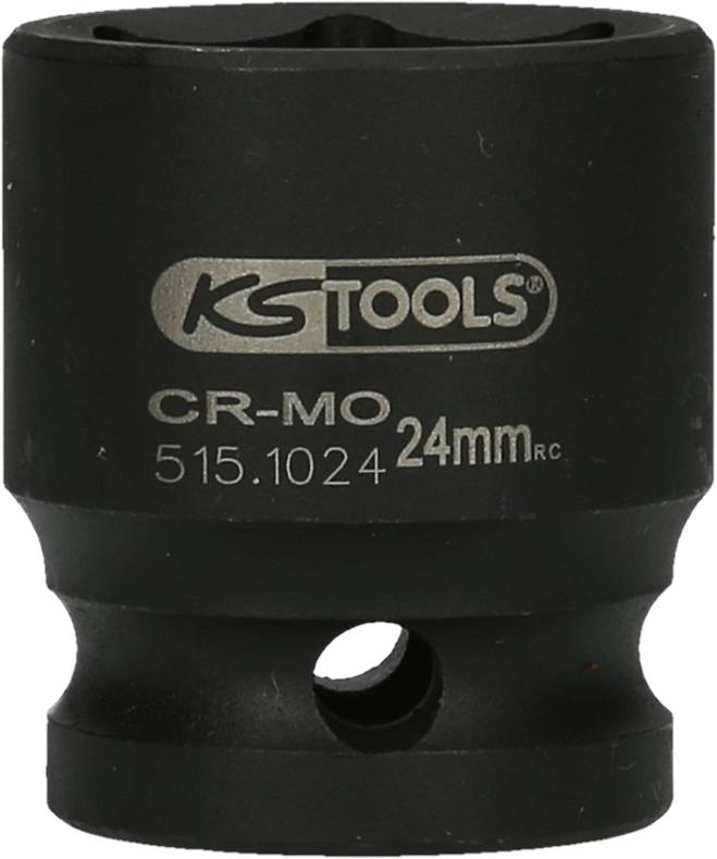 Black impact socket by KS Tools with marking 'CR-MO 24 mm – 515.1024'.