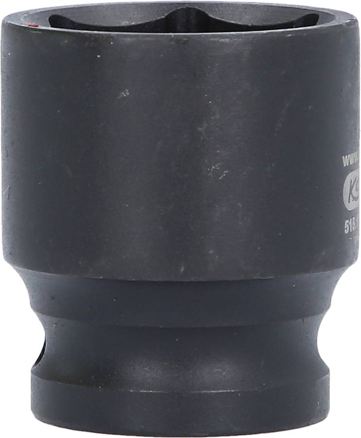 A black metal socket intended for use with a spanner or a ratchet.
