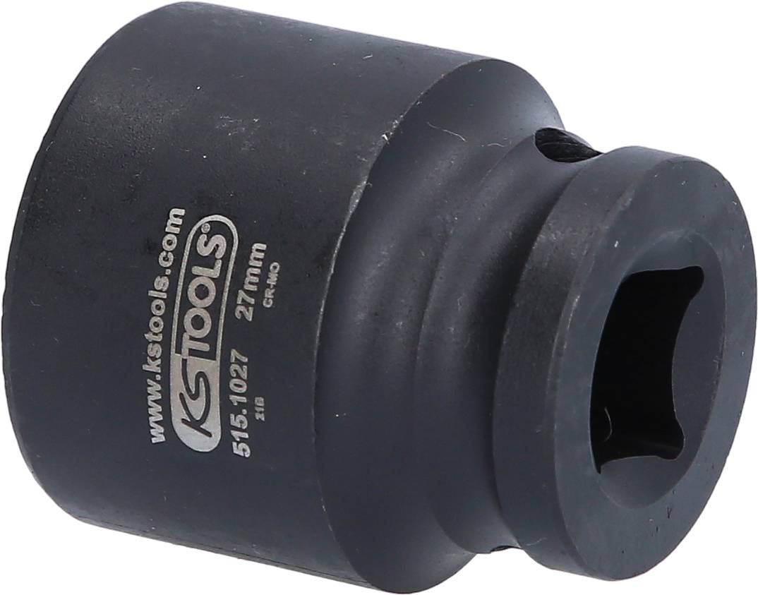 A 27 mm socket from KS Tools, suitable for tools with a square drive. It has a matte black finish.