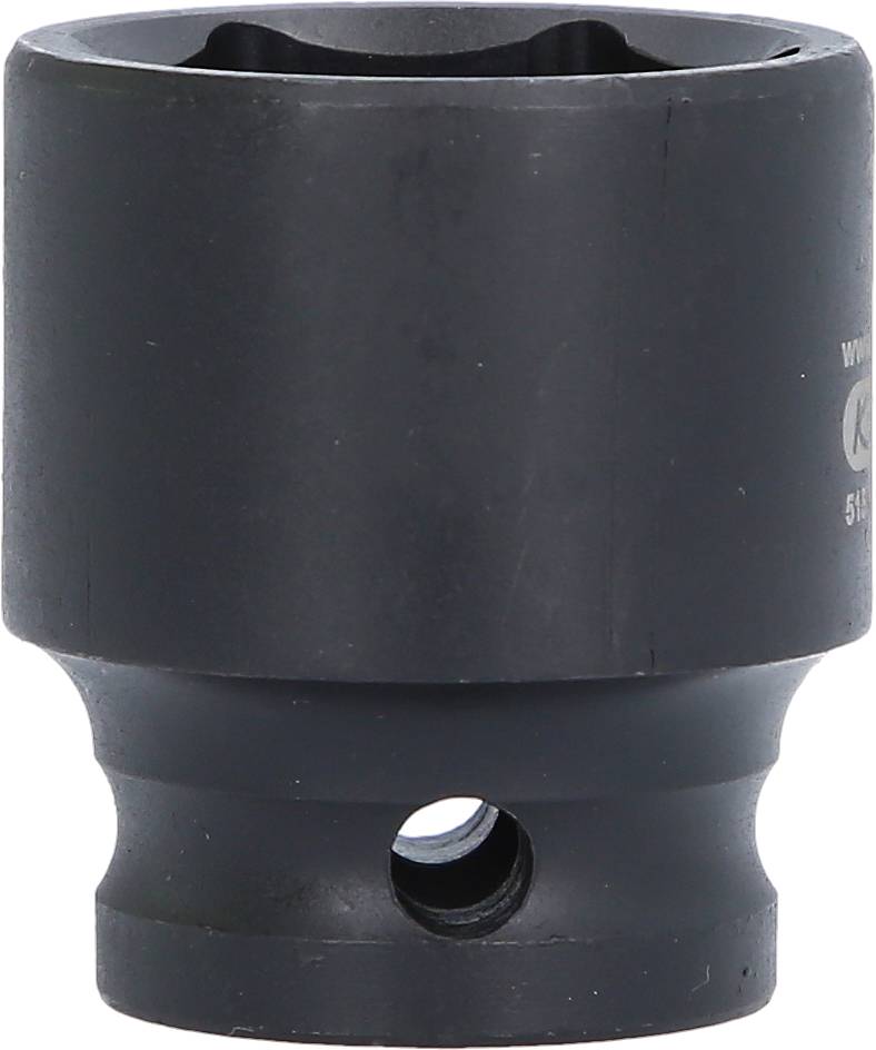 A black hexagonal socket key with a hexagonal opening, suitable for use with screw or nut tools.