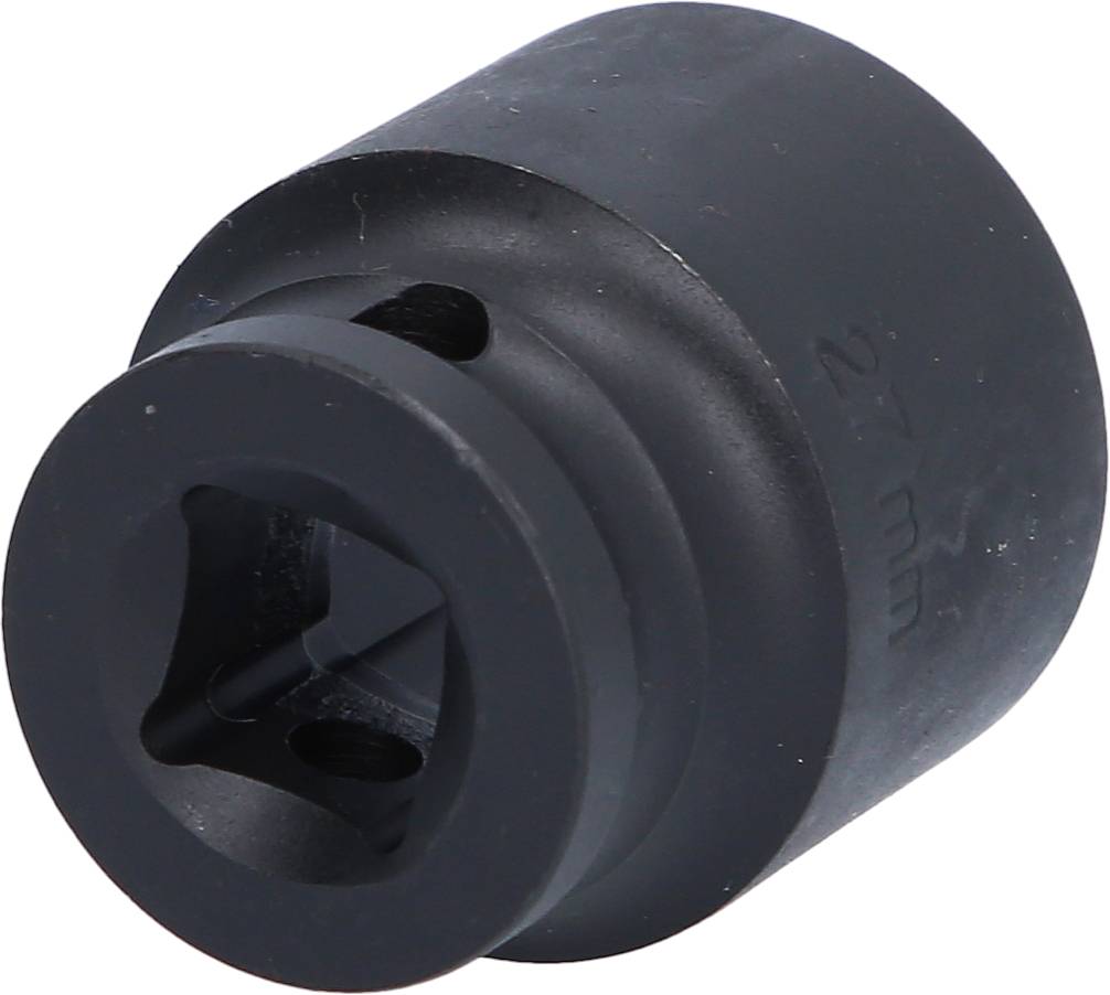 Metal socket, 27 mm diameter, black-coated.