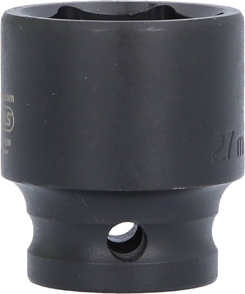 A black socket with a hole on the side. Suitable for mechanical work and tightening or loosening screws.