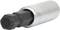 A silver socket insert with a black internal hexagon socket, for use with compatible screws.