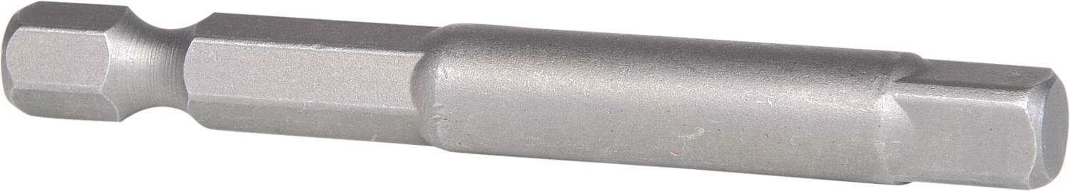 A metallic hexagonal bit, primarily used in tools such as cordless drills for tightening screws.