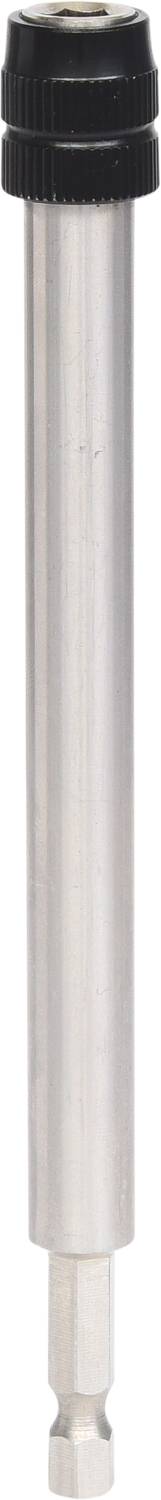 Metal cylindrical extension with a black screw head, presumably for connecting tools or devices.