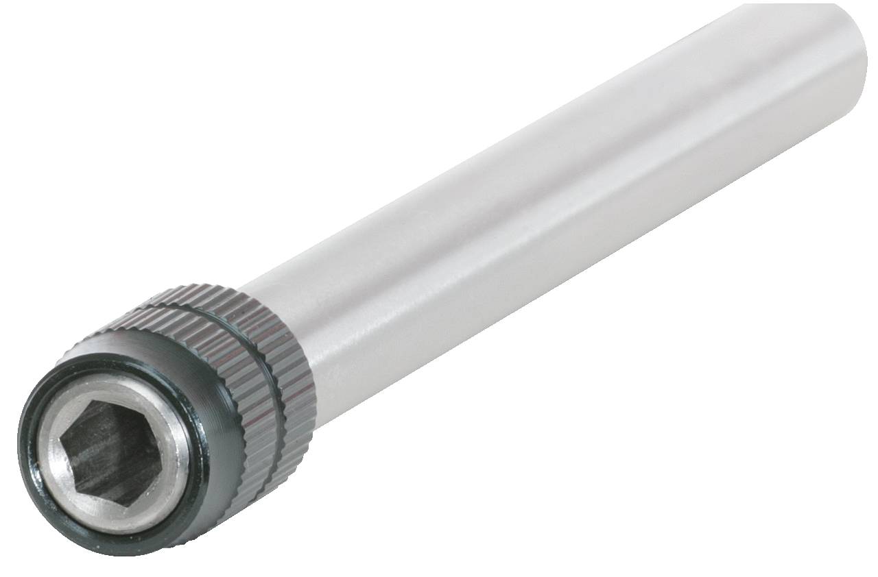 Long, cylindrical metal rod with a hexagonal head at one end, possibly a screwdriver bit.