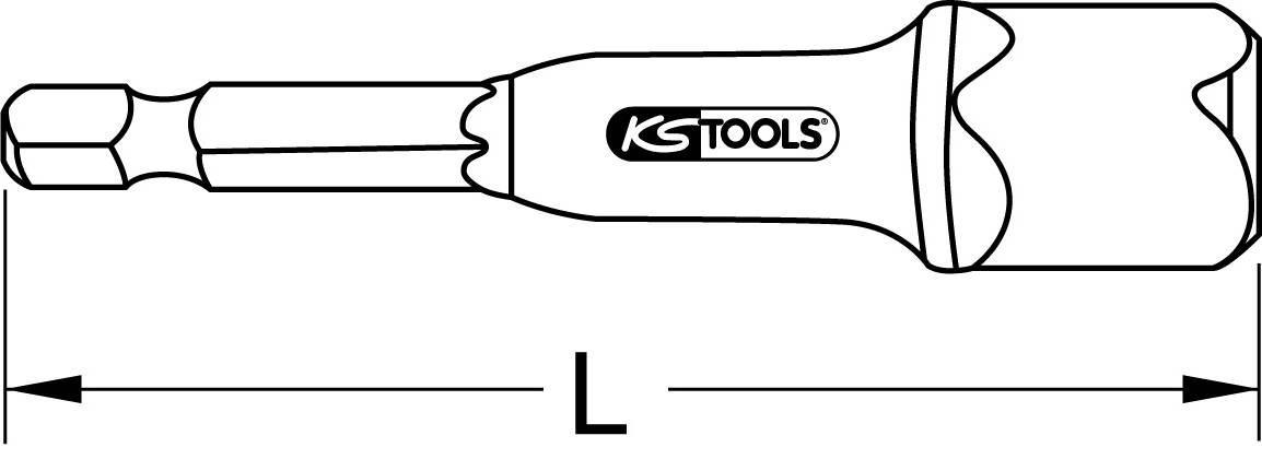 Illustration of a screwdriver bit with handle, marked with 'KS Tools'. Length 'L' is indicated by two arrows.