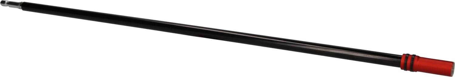A long, black stick with a red handle end, possibly a telescopic handle or an extension rod.
