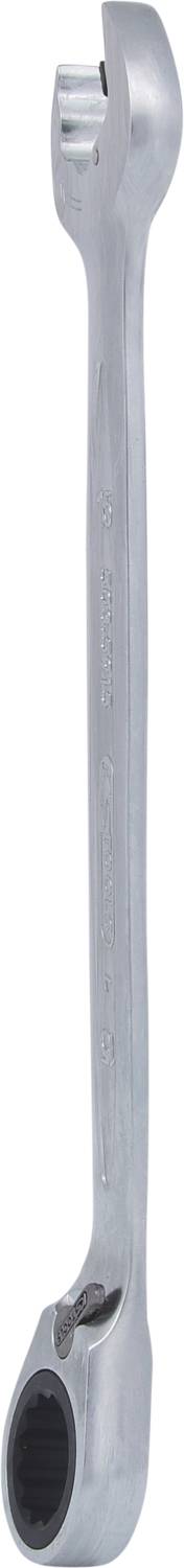 A silver open-end spanner with a round and open jaw, slightly curved design. Suitable for screw-related work.