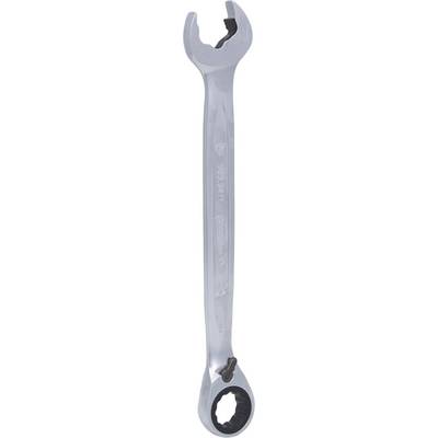A silver adjustable spanner with an open and closed end, suitable for various screw sizes.