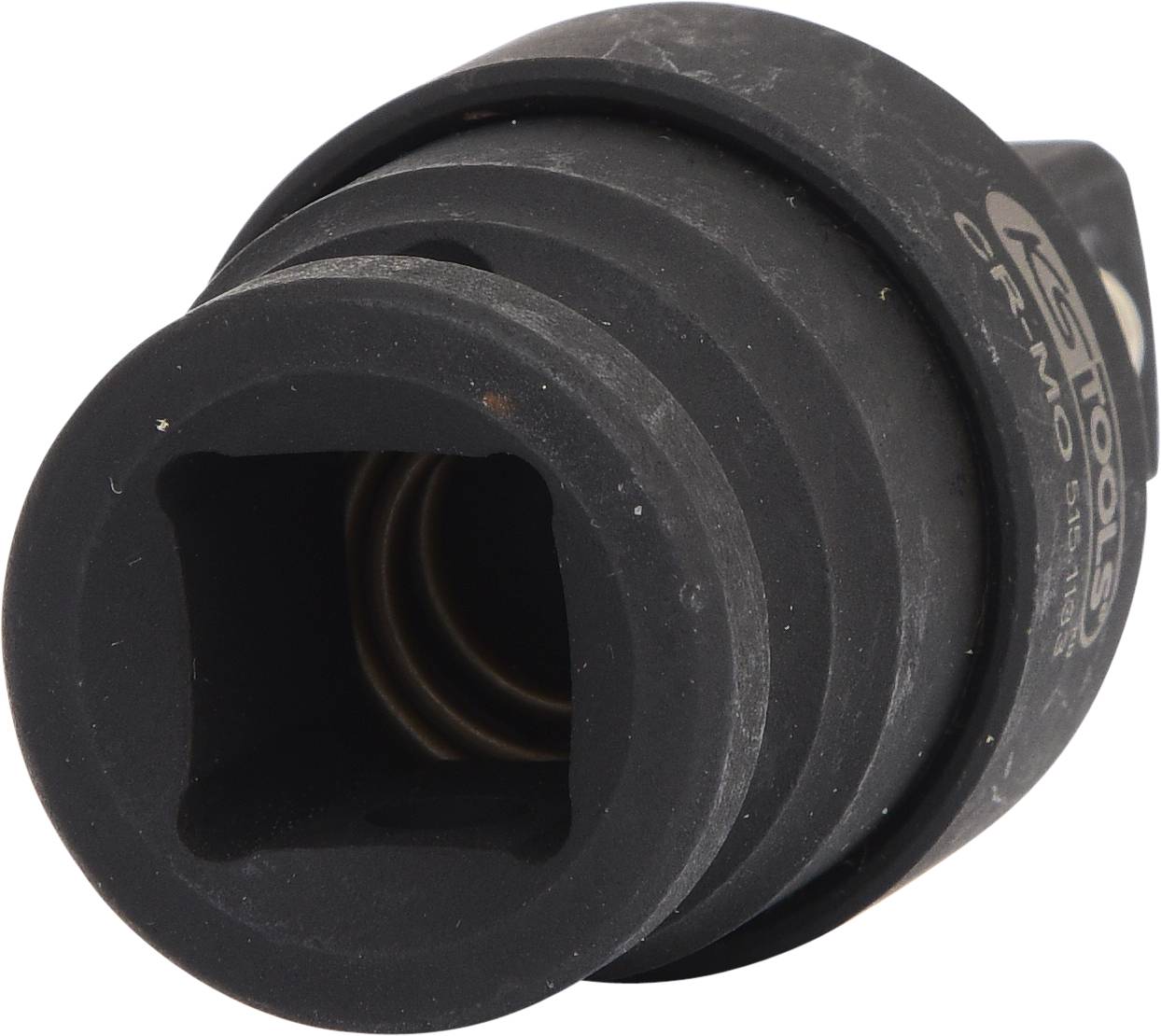 Black impact socket from KS Tools, square drive, for powerful applications, with precise machining for professional use.
