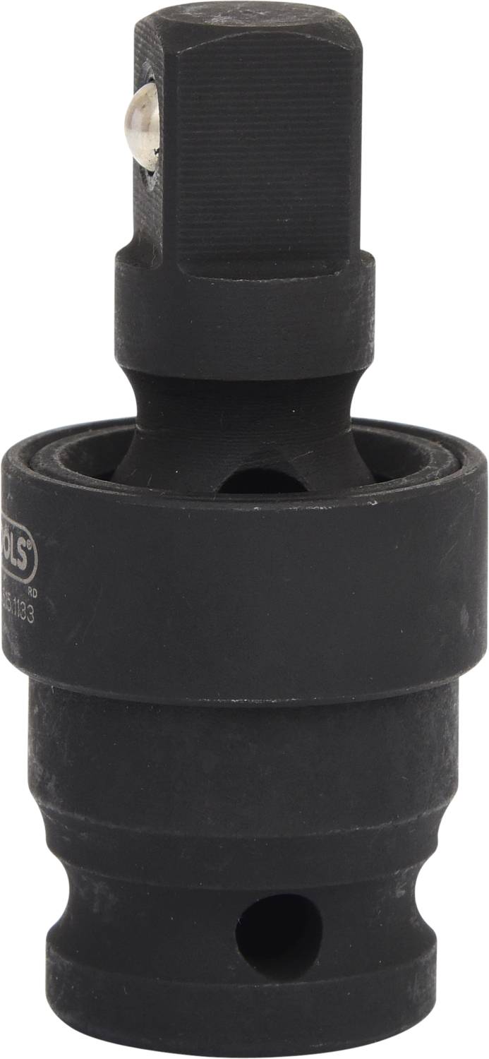 'Black metal adapter with plug connection and ball bearing mechanism, used for mechanical applications.'