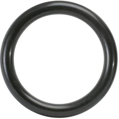 'Black rubber ring' shown from a top-down view. Used as a seal or connecting element in technical applications.