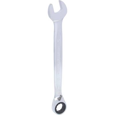 A silver spanner with open and ratchet ring ends, suitable for various technical and craftwork tasks.