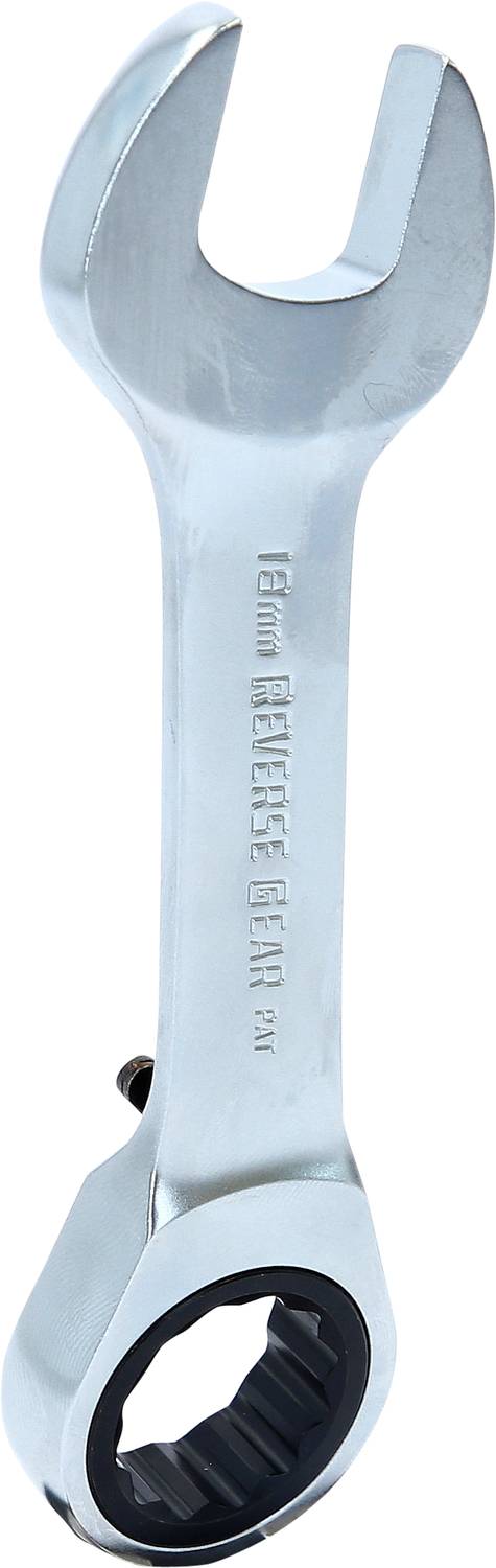 A silver spanner with an open jaw at one end and a ratchet ring at the other end for versatile use.