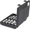 An open black tool case with multiple socket wrenches in various sizes, neatly arranged.