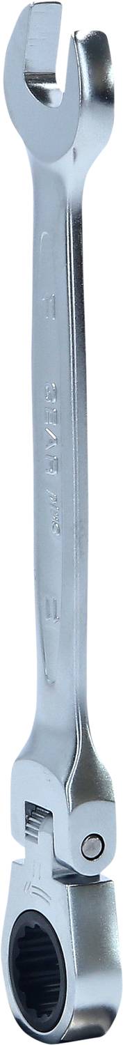 An adjustable spanner with an open and offset jaw, made of metal, for loosening or tightening screws and nuts.