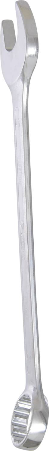 A silver spanner, double-sided with an open-ended jaw at one end and a ring spanner at the other end.