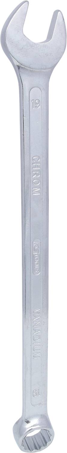 'Metal spanner with open and ring-ended design, suitable for various screw sizes.'