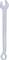 A silver-coloured ring spanner with open and closed ends, suitable for tightening or loosening nuts and bolts.
