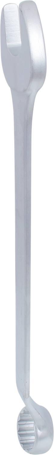 Silver spanner in a vertical position.