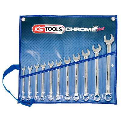 'Set of open-ended ring spanners in a blue bag with corresponding size markings from 6 mm to 32 mm.'