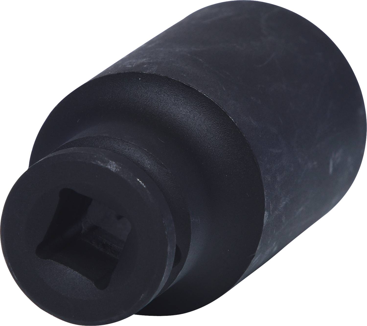 A black, cylindrical metal socket insert, likely for industrial or mechanical applications.