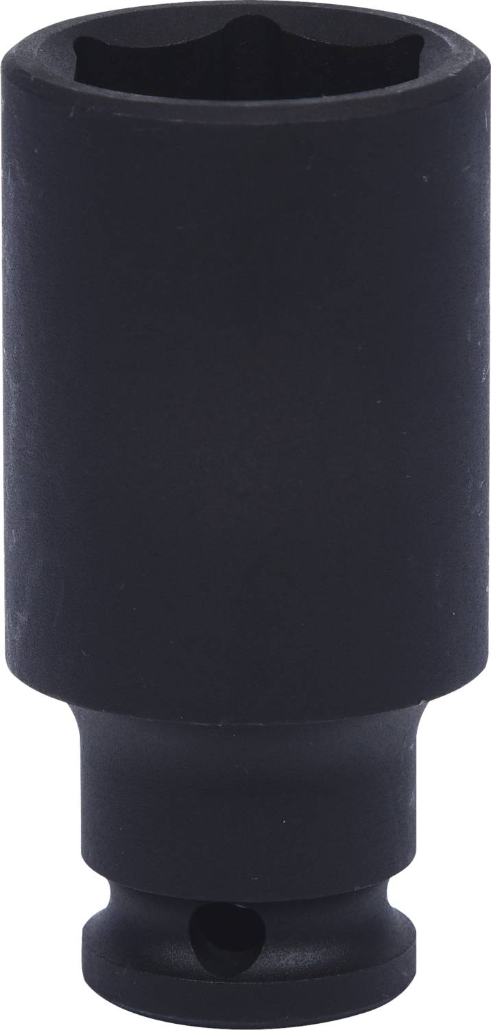 A black, cylindrical hexagonal socket nut with a locking mechanism, used for machine screws.
