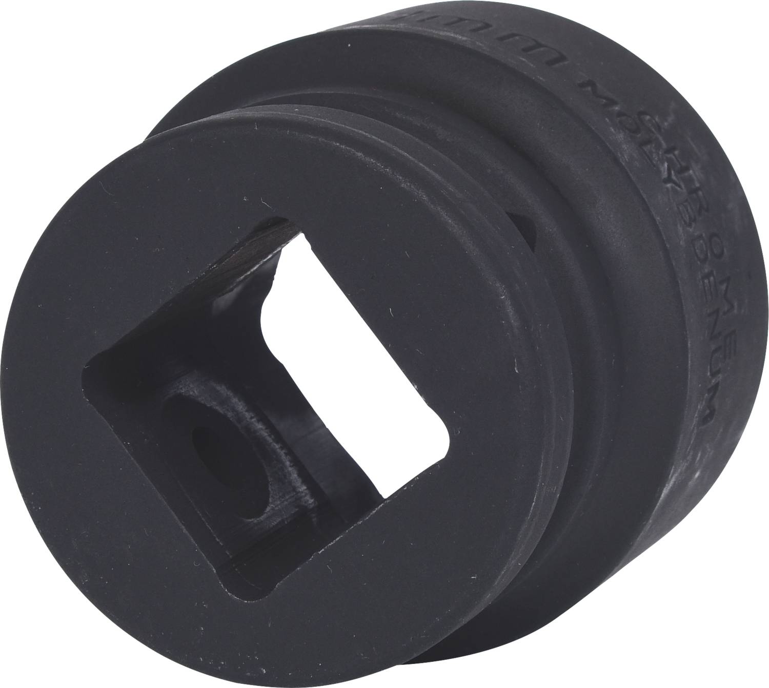 Black plastic stopper with a rectangular opening, likely part of a technical or mechanical device.