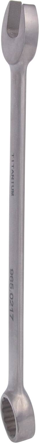 A silver ring spanner with open ends, suitable for tightening and loosening nuts and bolts.
