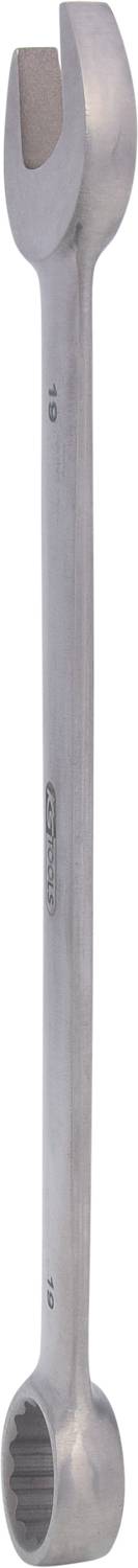 A silver adjustable spanner with open and closed ends, suitable for tightening or loosening nuts and bolts.