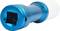 A blue TV high-frequency amplifier, also known as an LNB, with a cylindrical shape and a square connection at one end.
