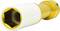 A golden torque wrench attachment with a white protective body, lying horizontally. Ideal for delicate wheel mounting work.