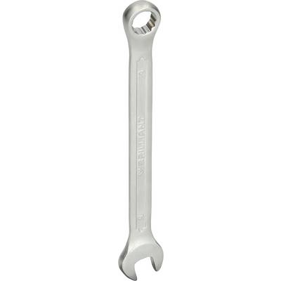 A silver metal spanner with closed and open ends, suitable for tightening nuts and bolts.