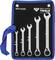 A set of spanners in various sizes from 8 to 19 mm in a blue tool bag with the print 'BRILLIANT TOOLS'.