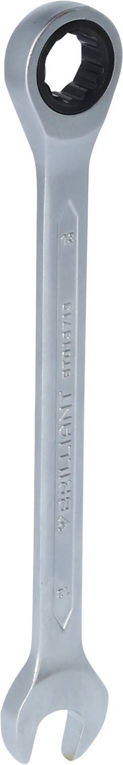 'A silver spanner with an open-end and a ring-end.'