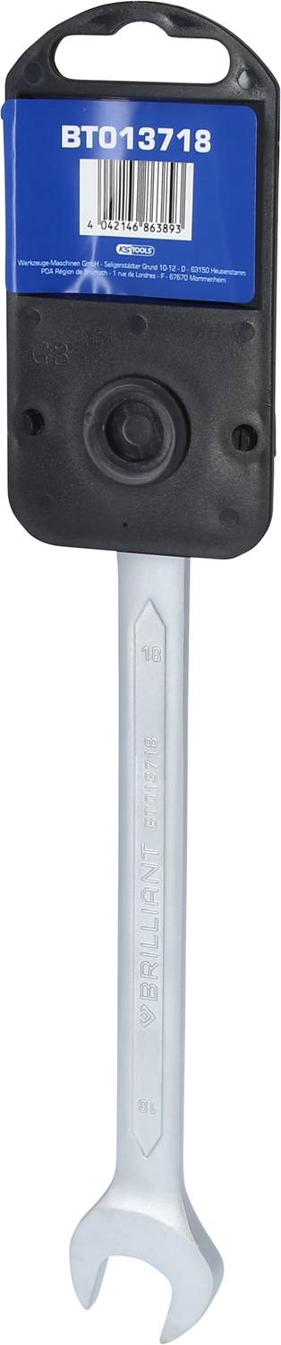 A silver spanner with a black and blue handle, branded 'Beta', with the text 'BT013718' printed on it.