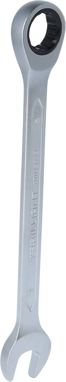 Silver spanner with a round-head ratchet mechanism at one end, suitable for screw assembly and disassembly.