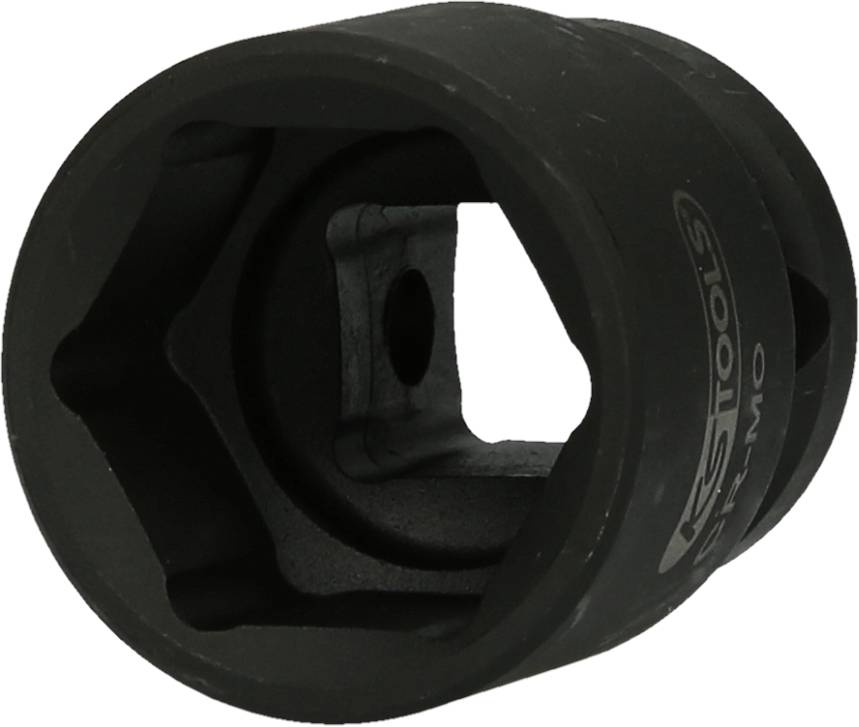Black socket wrench, side view, with hexagonal opening. 'KS TOOLS' inscription visible. Tool for mechanical work.
