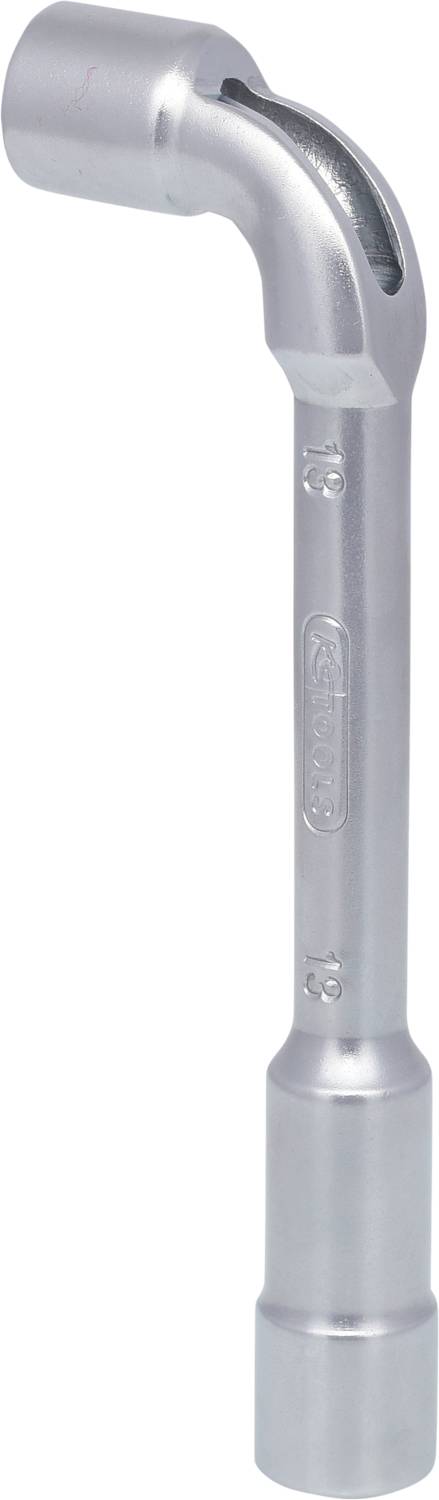 A silver adjustable spanner, a hand-held tool for torque transmission. Suitable for screw work in confined spaces.