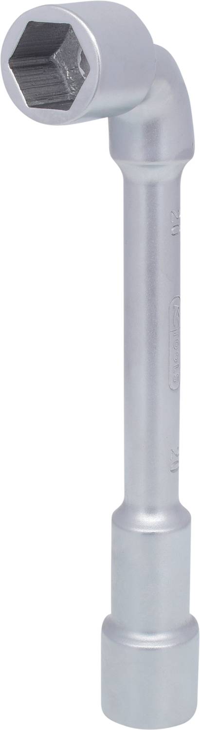 A silver-coloured Allen key with a hexagonal opening, primarily used for fastening screws and nuts.